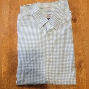 Mens Classic Fit  J. Crew Pastel Green checkerd Dress Shirt Medium